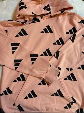 adidas Peach Hoodie with Black Logo Accents